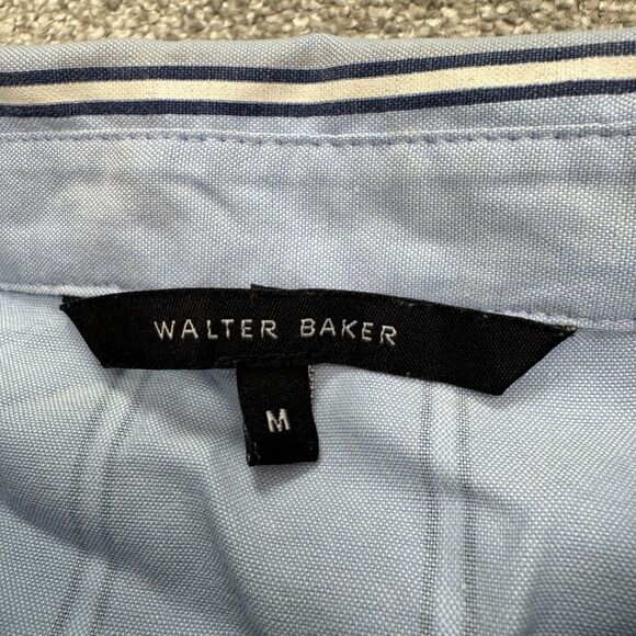 Walter Baker Hi-Lo Tunic Button Down Shirt Womens Medium Blue Cotton Casual Top - Picture 8 of 15